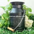 garden supplier matt black round Milk jugs with wooden handle